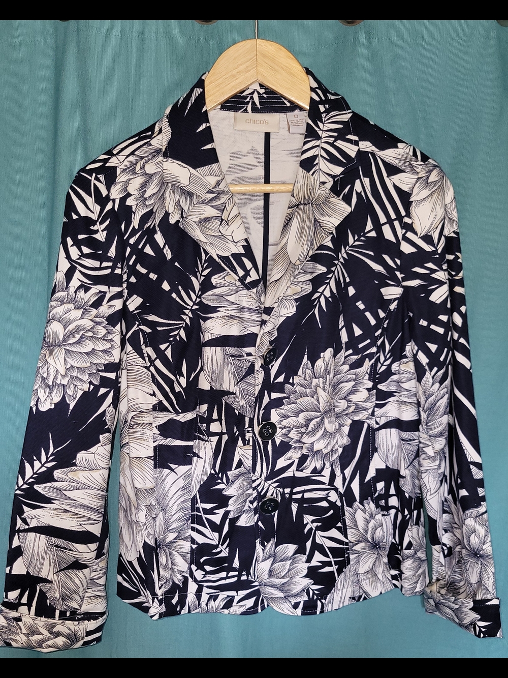 Chico's Navy Floral Blazer